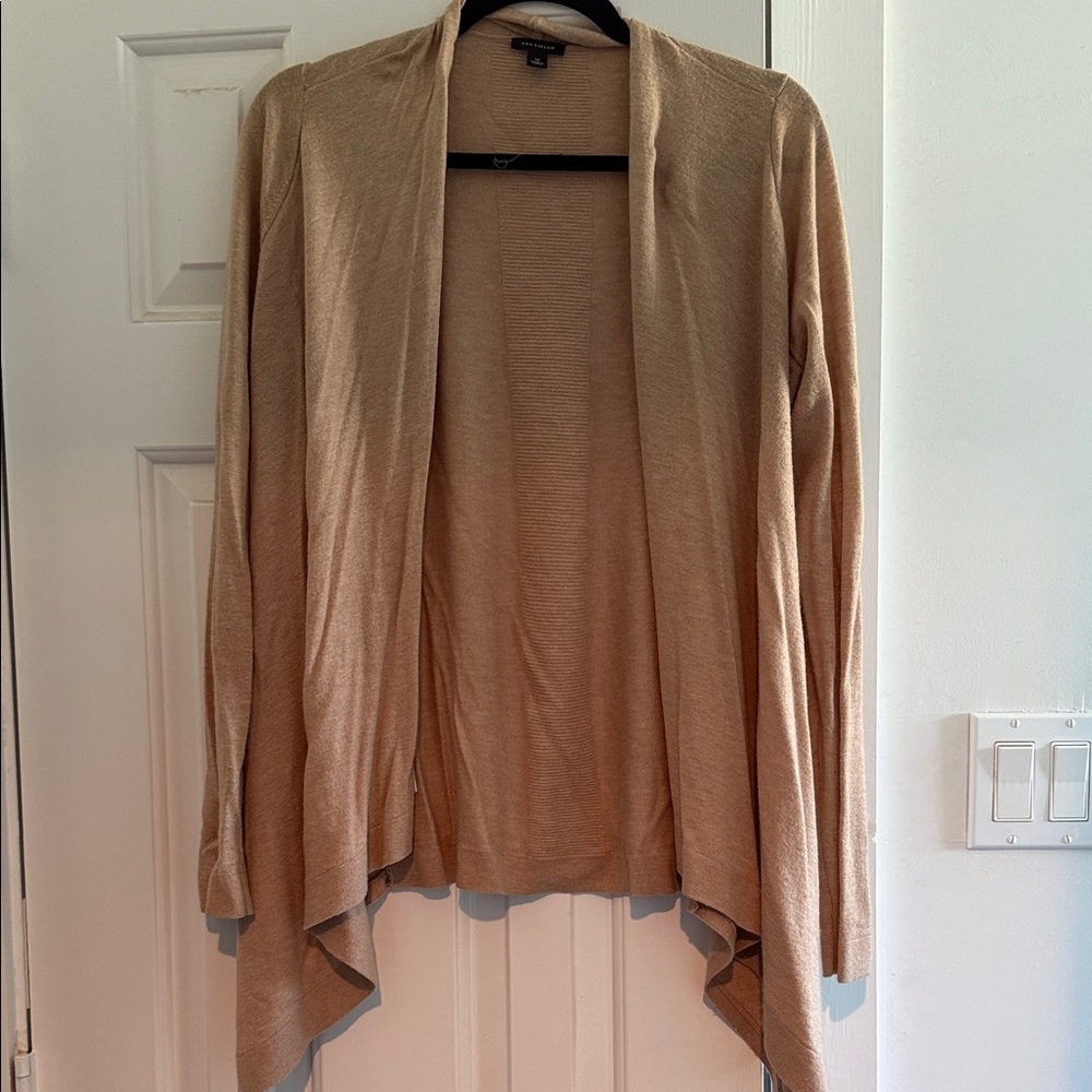 Ann Taylor Light Brown Open Front Cardigan